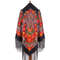 rare black pavlovo posad shawl wrap size 148x148 cm