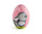 cute bunny painted on a wooden pink egg