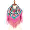 Pink flowers pavlovo posad merino wool shawl size 89x89 cm