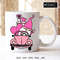Valentine gnome in pink retro car with hearts mug design.jpg