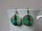 Boho Vintage solid and natural brass Chrysocolla Textured patinated earrings with chain