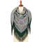 russian green flowers pavlovo posad shawl wrap size 125x125 cm