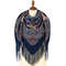 blue flowers pavlovo posad merino wool shawl scarf size 125x125 cm 1897-14