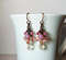 Solid and natural brass with Czech glass beads  earrings  with chain.