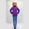 Dark purple sweater with braid pattern for Barbie doll