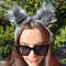 Headband with faux fur wolf ears. Grey-black faux fur ears for fancy dress.