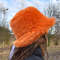 Orange pumpkin bucket hat made of faux fur. Festival fuzzy hat. Rave shaggy hat