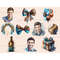Watercolor clipart male birthday. Birthday men in blue plaid shirts. One man is brunette, another with brown hair, the third is brunette. Birthday gift in a box