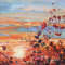 Bright strokes that emphasize the texture of sun and sky. Summer Sunset painting.