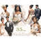 Watercolor illustrations and cliparts of African American wedding couples, brides in white and ivory dresses, grooms in black wedding suits with butterflies. We