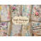 Vintage Newspaper Pages with Pastel Multicolored Watercolor Spots and Flowers Junk Journal Pages Bundle.