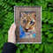 01 Small oil painting in a frame under glass - little lion 5.9 - 3.9 in (10-15cm)..jpg