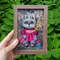 01 Small oil painting in a frame under glass - little bunny 5.9 - 3.9 in (10-15cm)..jpg