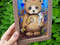 3 Small oil painting in a frame under glass -A little bear 5.9 - 3.9 in (10-15cm)..jpg