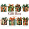Gift Box Alphabet Clipart. Terracotta and green font for Birthday invitations letters A, B, C, D, E, F, G, H. Watercolor orange and green Happy Birthday alphabe