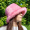 Cute fuzzy bucket hats. Fluffy pink hat. Festival fuzzy hat. Stylish shaggy fur hat.