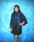Dark blue embroidered Orenburg Russian shawl, Hand knit cover up, Wool wrap, Handmade stole, Kerchief, Wedding shawl, Warm bridal cape, Big scarf, Gift for mom.