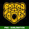 Sublimation PNG Digital Download - Boston Black Gold Bear Face - Unleash the Wild in Your Sublimation Projects