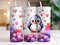 Valentines Tumbler Wrap PNG 20 oz Skinny Tumbler Sublimation Design Instant Digital Download Only, Pink Purple Hearts Penguin Tumbler Wrap.jpg