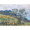 Tree Painting size 5 by 7 inches hand painted by artist with gouache on paper.