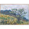 This natural landscape painting depicting a green tree on a slope can be hung in any room, whether residential or office.