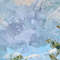 There are big clouds in it. Fragment of a close-up Summer landscape Original art.