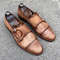 Men's Handmade Beige Patina Leather Oxford Toe Cap Double Buckle Monk Straps Dress Shoes.jpg