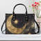Women PU leather Handbag tote unique Beautiful Art deco design Gold black moon cosmic stars in the night abstract art purse..jpg
