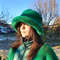 Green faux mink fur bucket hat. Stylish deep green fluffy hat. Cute winter bucket hat. Winter furry hat. Fuzzy green hat