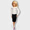 Cute white cardigan with handmade jacquard pattern for Barbie doll.