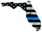 Distressed Thin Blue Line Florida State Shaped Subdued US Flag Sticker Self Adhesive Vinyl police FL - C3793.png