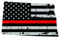 Distressed Thin Red Line North Dakota State Shaped Subdued US Flag Sticker Self Adhesive Vinyl fire - C3891.png
