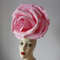 Giant pink rose fascinator Kentucky Derby hat, wedding headdress bride.jpg