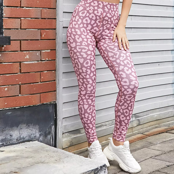 Bright Pink Leopard Print Leggings - Inspire Uplift