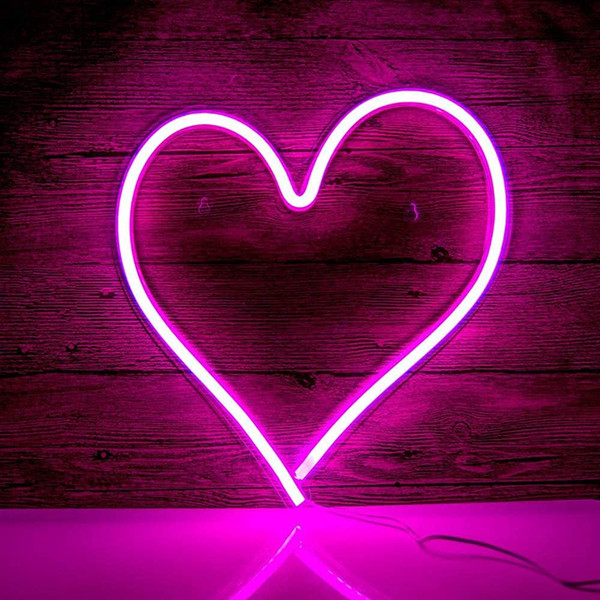Neon Pink Heart Wall Light To Spread Love - Inspire Uplift