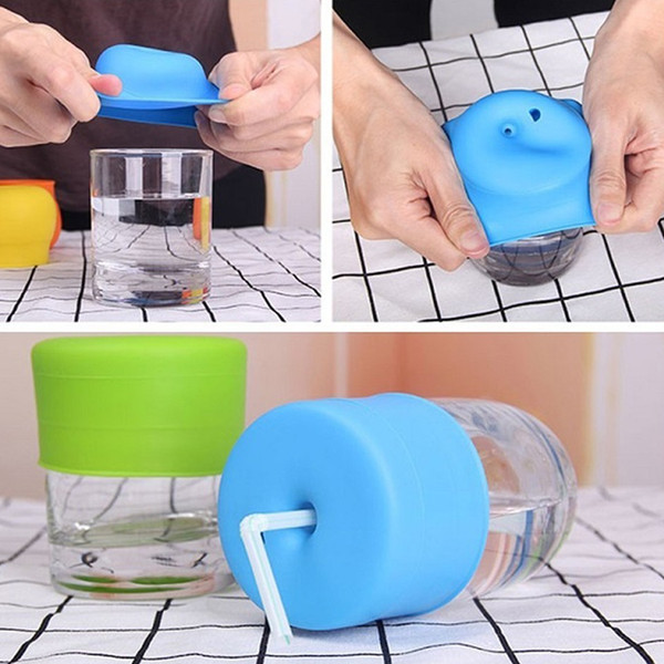 Toddler Baby Sippy Cup Lid Straw Spill-Proof Cup Cover Silicone