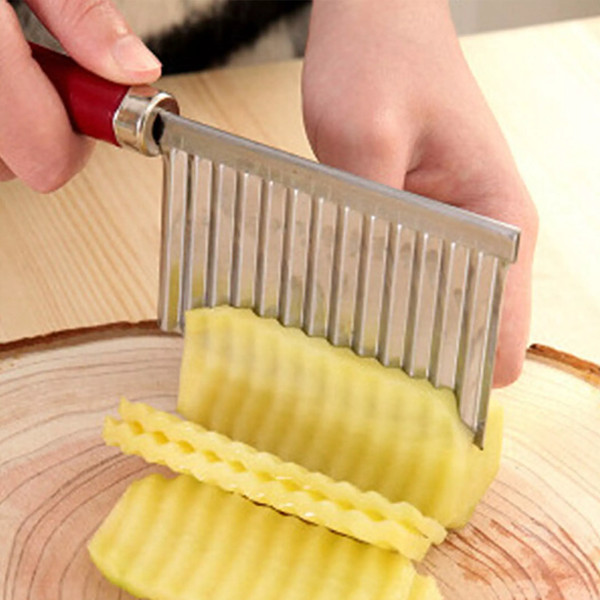 French Fries Cutter Potato Slicer Wavy Knife Wave Chopper Serrated Crinkle  Chipper Slicing Chips Making Tool