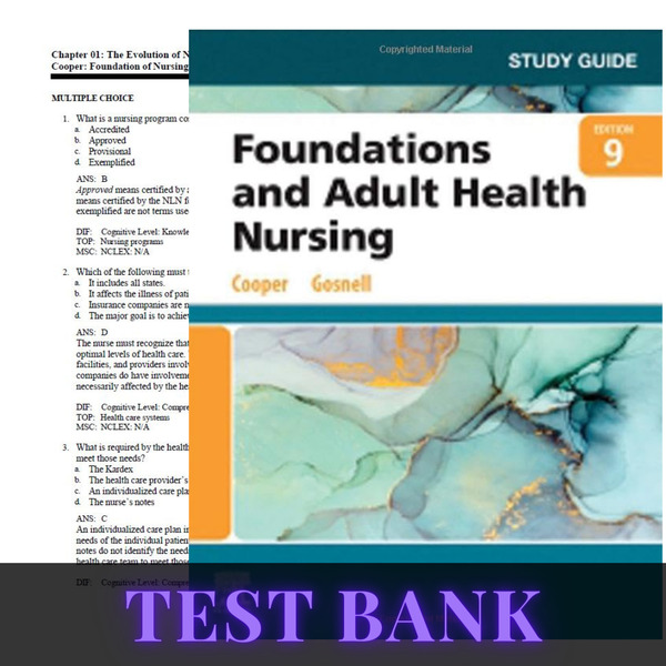 Latest 2023 Foundations and Adult Health Nursing, 9th Edition Cooper Test bank  All Chapters.jpg
