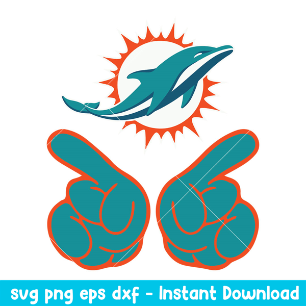 Hand Two Miami Dolphins Svg, Miami Dolphins Svg, NFL Svg, Png Dxf Eps Digital File.jpeg