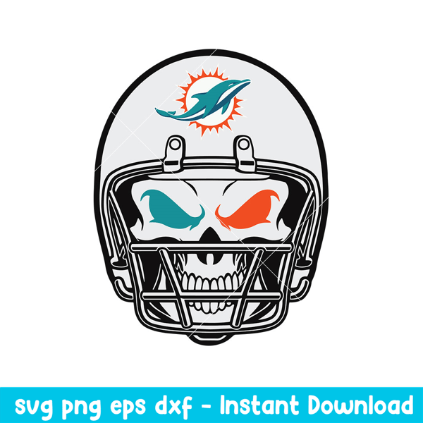 Skull Helmet Miami Dolphins Svg, Miami Dolphins Svg, NFL Svg, Png Dxf Eps Digital File.jpeg