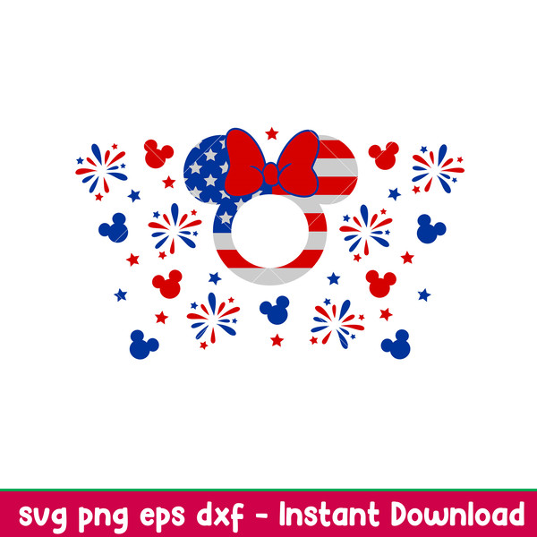 4th of July Ears Full Wrap, 4th of July Ears Full Wrap Svg, Venti Cup Decal Svg, Coffee Ring Svg, Cold Cup Svg, Dxf, Eps,Png File.jpeg