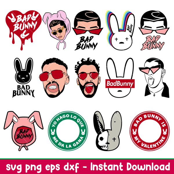 Bad Bunny SVG Bundle, Bad Bunny Svg Bundle, Instant Download, Bundle For Svg, png, eps, dxf file.jpeg