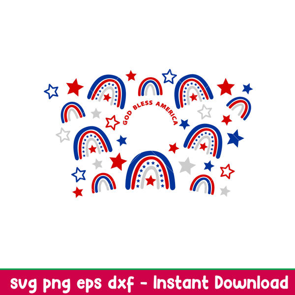 God Bless America Rainbows Full Wrap, God Bless America Rainbows Full Wrap Svg, Starbucks Svg, Coffee Ring Svg, Cold Cup Svg,png,dxf,eps file.jpeg