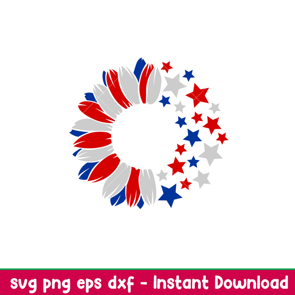 July 4th Sunflower, July 4th Stars Sunflower Svg, Starbucks Svg, Coffee Ring Svg, Cold Cup Svg, png, dxf, eps file.jpeg