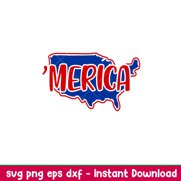 Merica Usa Map, Merica Usa Map Svg, 4th of July Svg, Patriotic Svg, Independence Day Svg, USA Svg, png,dxf,eps file.jpeg
