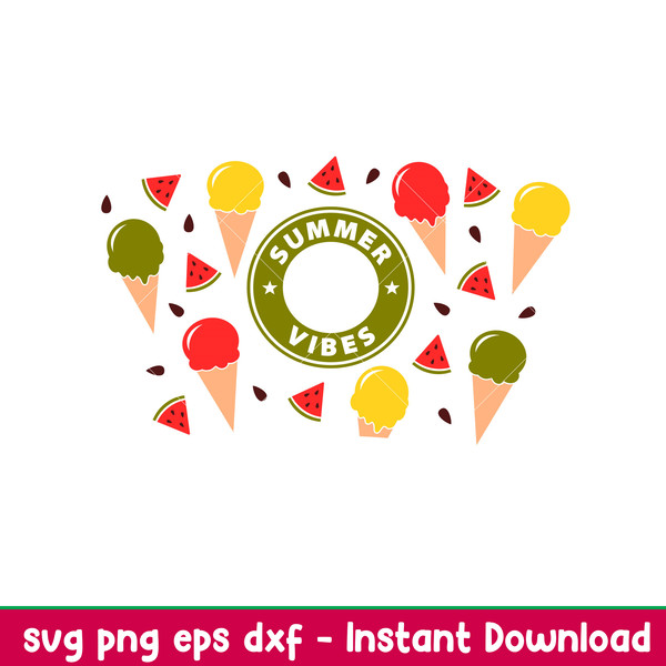 Summer Vibes Full Wrap, Summer Vibes Full Wrap Svg, Starbucks Svg, Coffee Ring Svg, Cold Cup Svg,png,dxf,eps file.jpeg