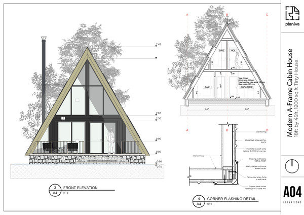 Modern A Frame Cabin, 24ft by 35ft, 850 sq. ft. Tiny House 1 (1).gif