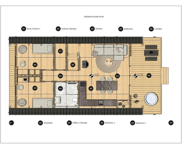A Frame House, Modern House, Farm House, Architectural Plans - 24' x 36' ( 864 Sq Ft ) - Version 1 - Facade  Black Metal - 49 Pages PDF 1 (7).jpg