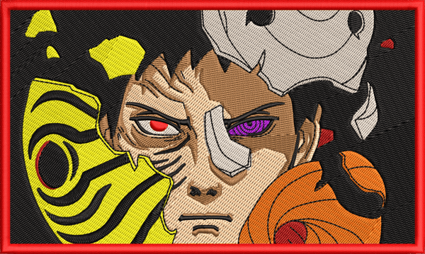 Obito Uchiha broken mask embroidery design, Naruto embroidery, anime design, embroidery file, Digital download.png