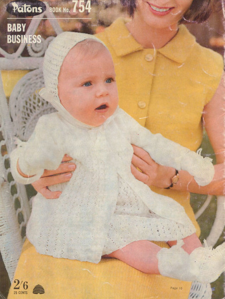 Vintage Coat Jacket Dress Knitting Pattern for Baby Patons 754 Baby Business (5).jpg